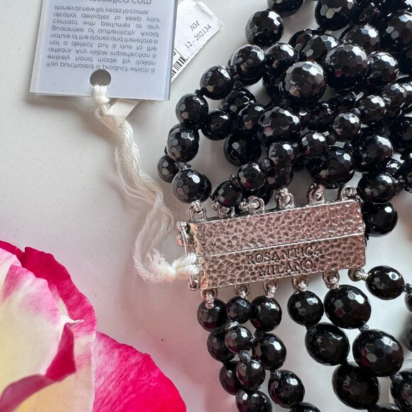 ROSANTICA MILANO Dramatic Blank and White Natural Stones Multi-strand Necklace - Picture 6 of 8